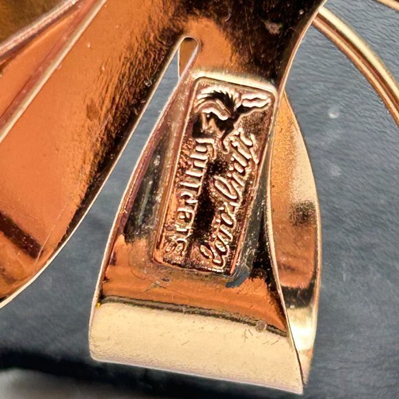 Sterling Corocraft Coro Pegasus Pin Brooch Flower Calla Lily Rose Gold Plated - Picture 6 of 7